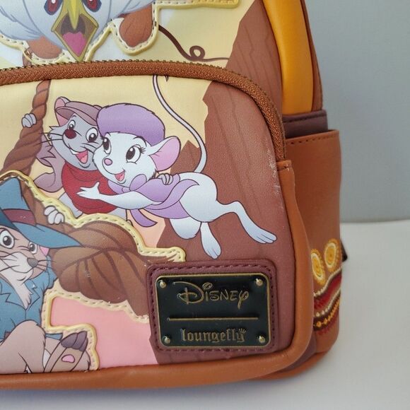 Loungefly Disney Rescuers Down Under Canyon Brown Zip Around Mini Backpack - Picture 12 of 13